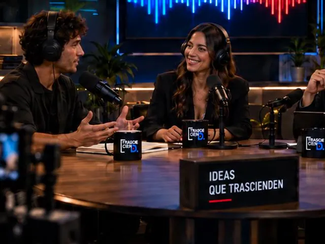 Set del podcast Astral IA Live con tres invitados conversando